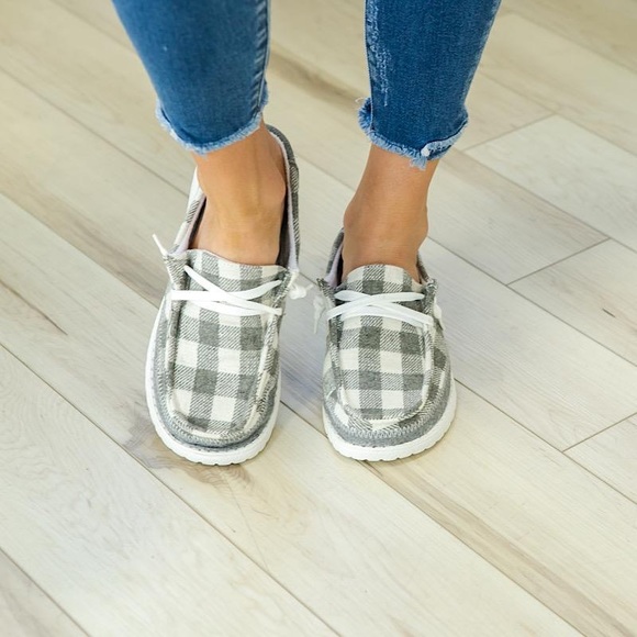 Gypsy Jazz Shoes - New with Tags!! Gypsy Jazz Prima Gray Buffalo Plaid Sneakers!